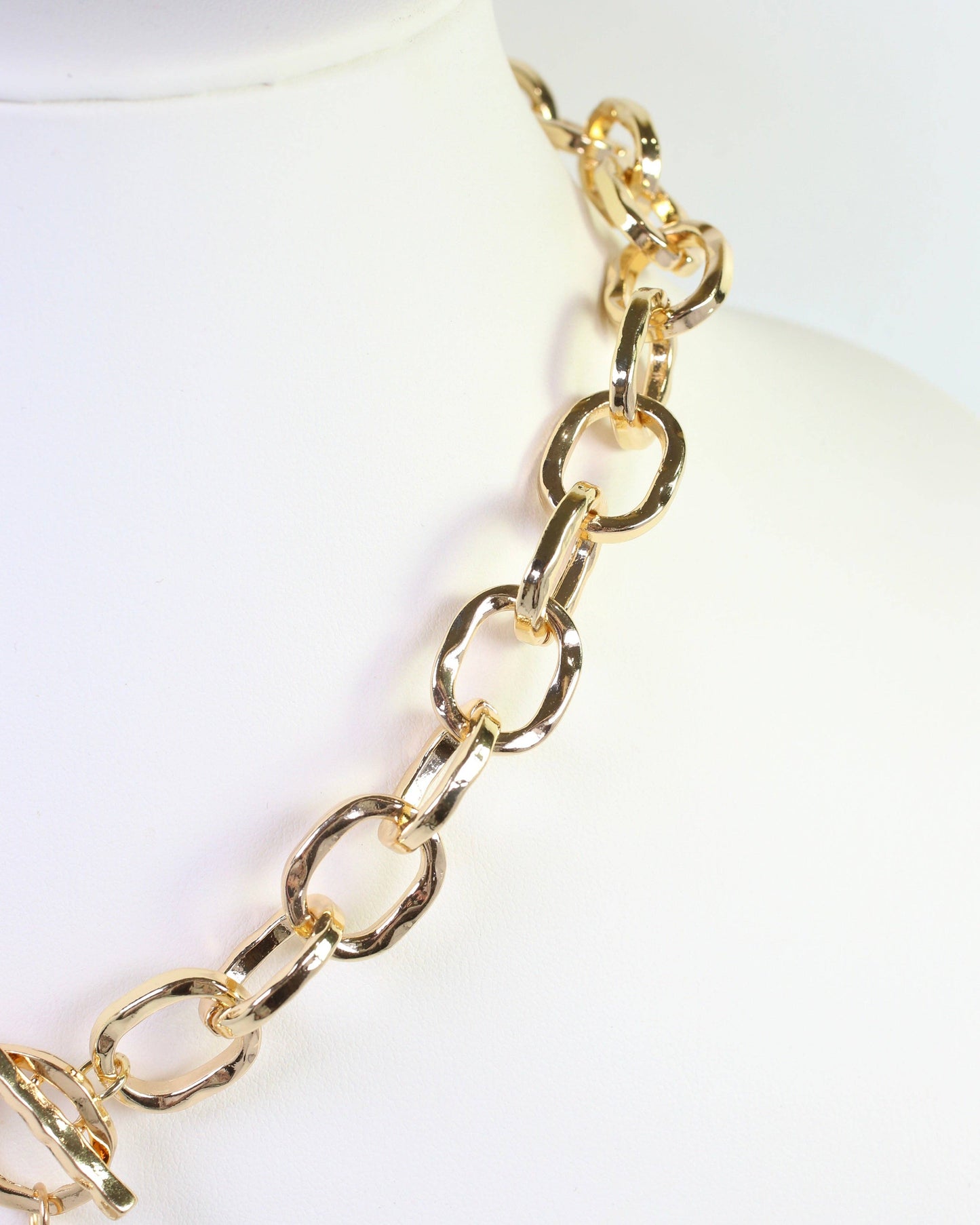 Athena Hammered Cross Toggle Necklace Gold: Default