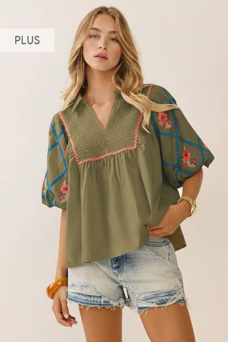 Plus Cotton Poplin Top: White / Plus Size / 2XL