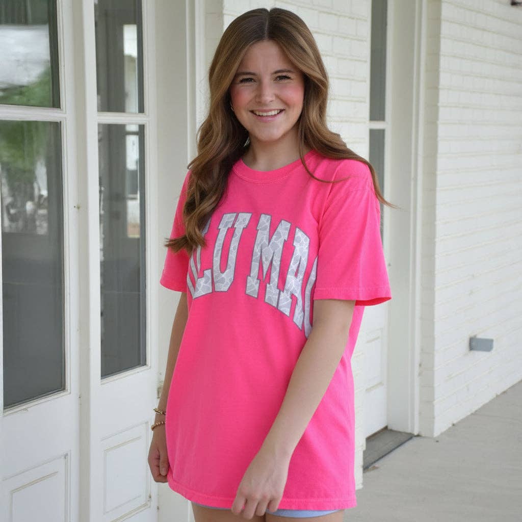 LM-CM-1000 Camo Adult Neon Pink Comfort Colors Tee: Neon Pink / Small