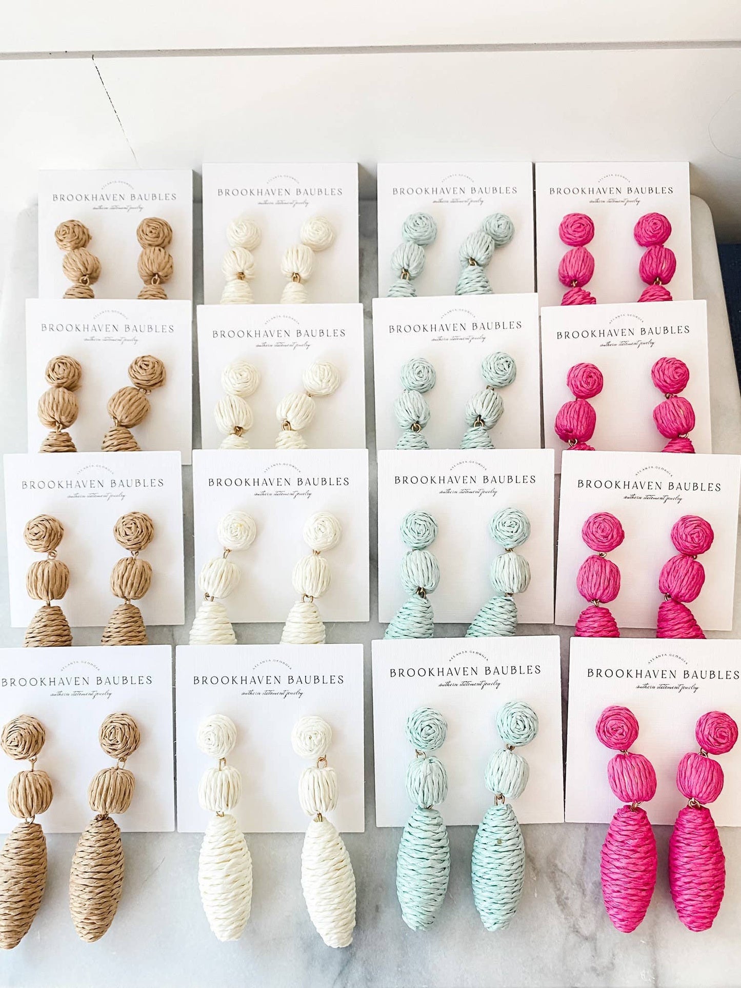 White Raffia Drop Statement Earrings