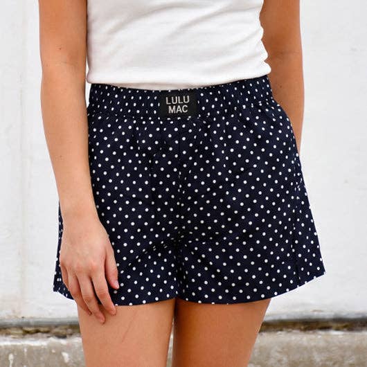 BXMPD- NAVY MINI POLKA DOT BOXER: NAVY / Medium