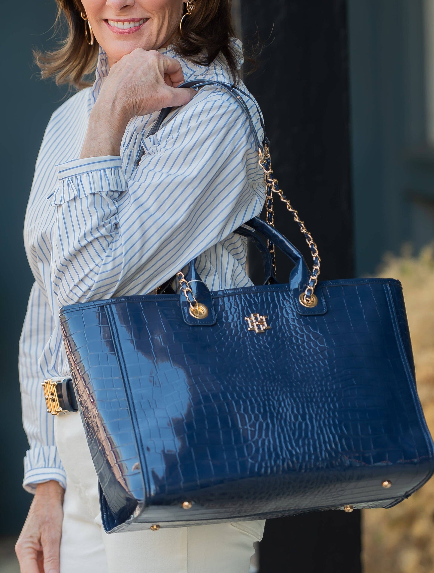 Missy Tote Navy Patent EC: Default