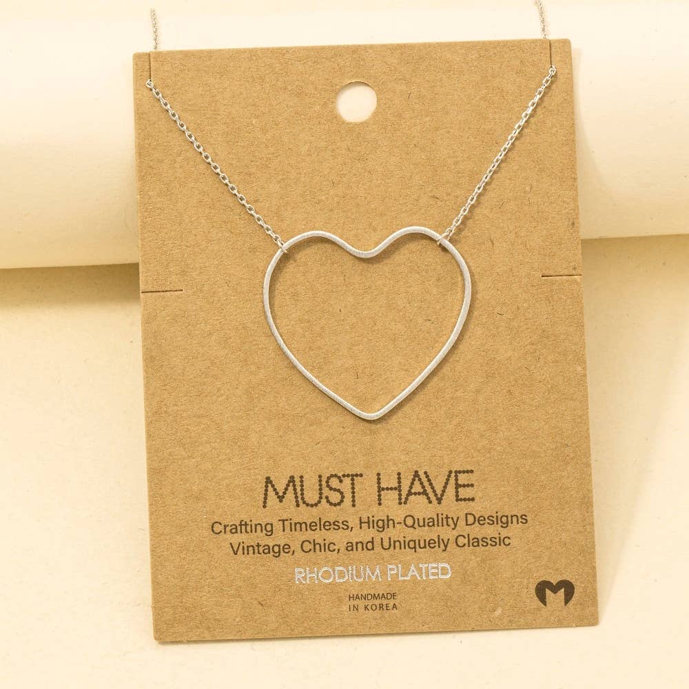 Gold Dipped Heart Cutout Pendant Necklace: G