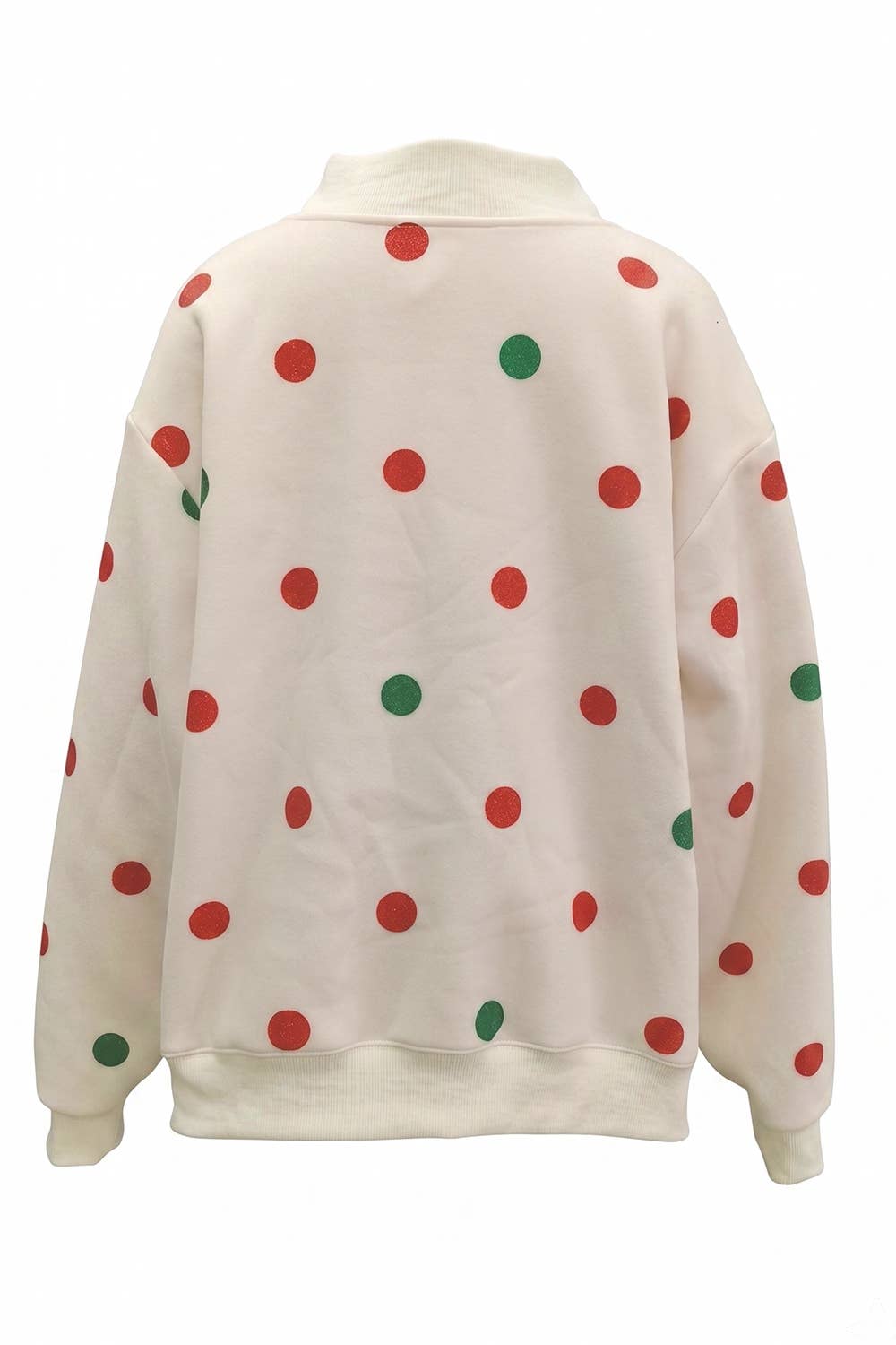 IT2594E-JOY | 'JOY' Applique Patch Polka-Dot Sweatshirt: Cream / L/XL