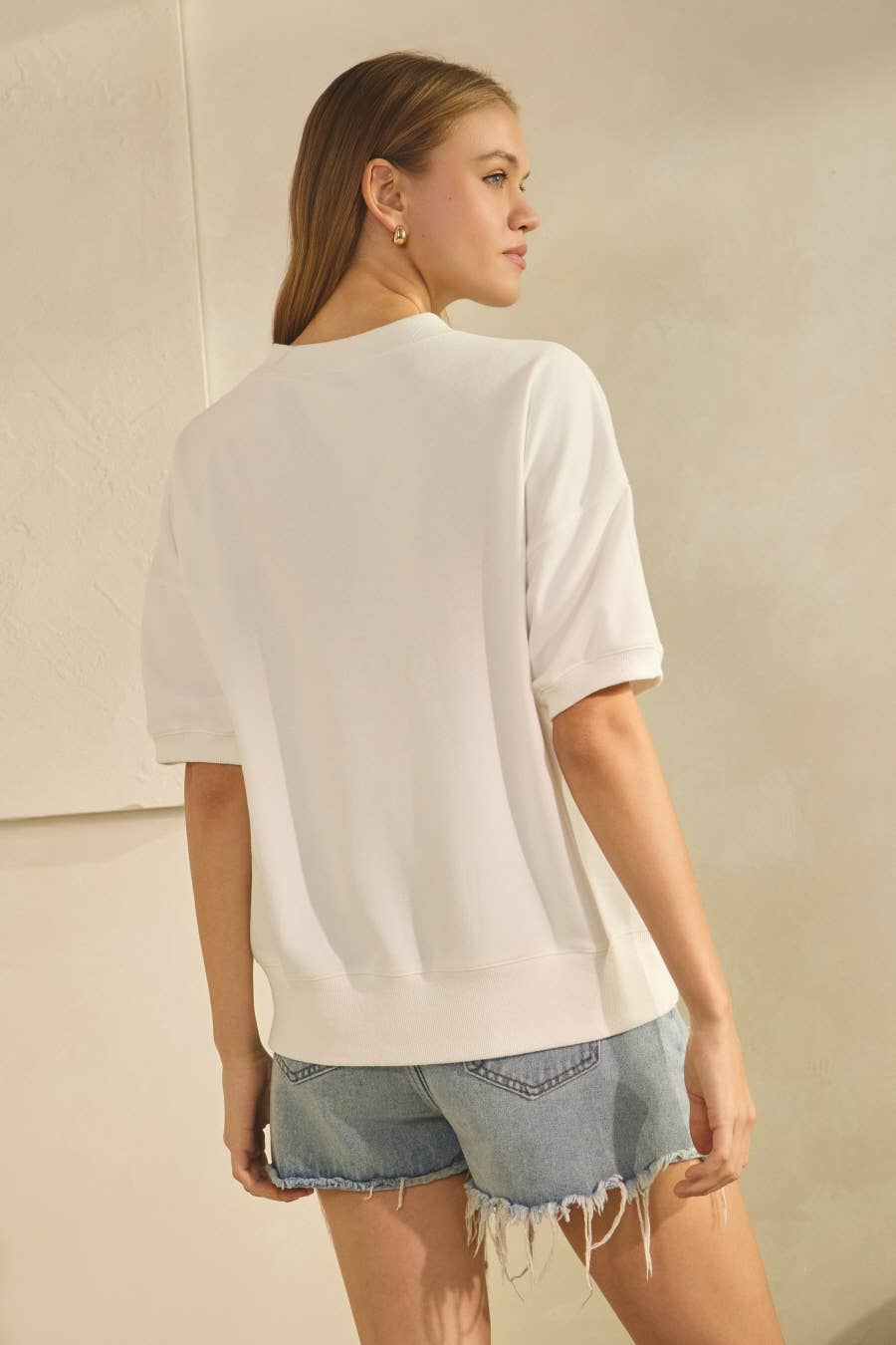 Short-sleeve Sweatshirt: White / L