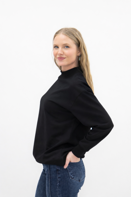Mock Neck Sweatshirt, Black: Black / L