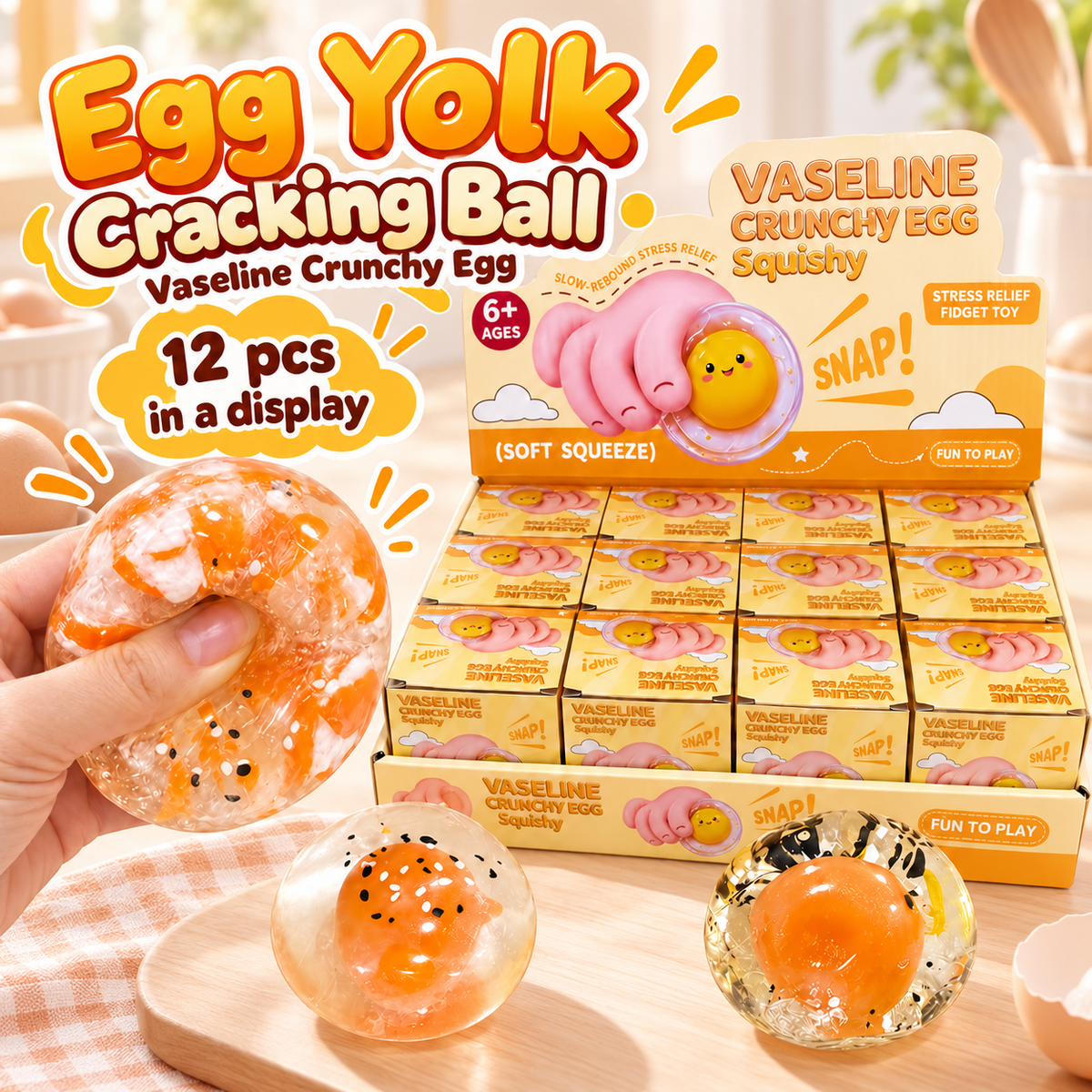 Egg Yolk Cracking Ball — Vaseline Crunchy Egg Squishy