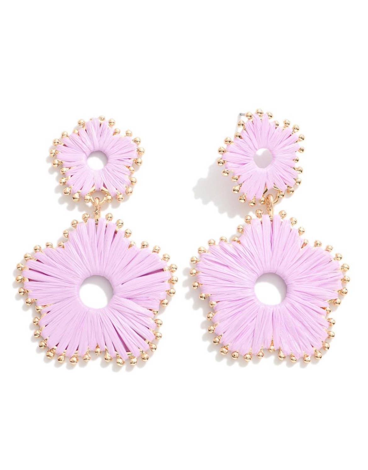 Lavender Raffia Flower Drop earring