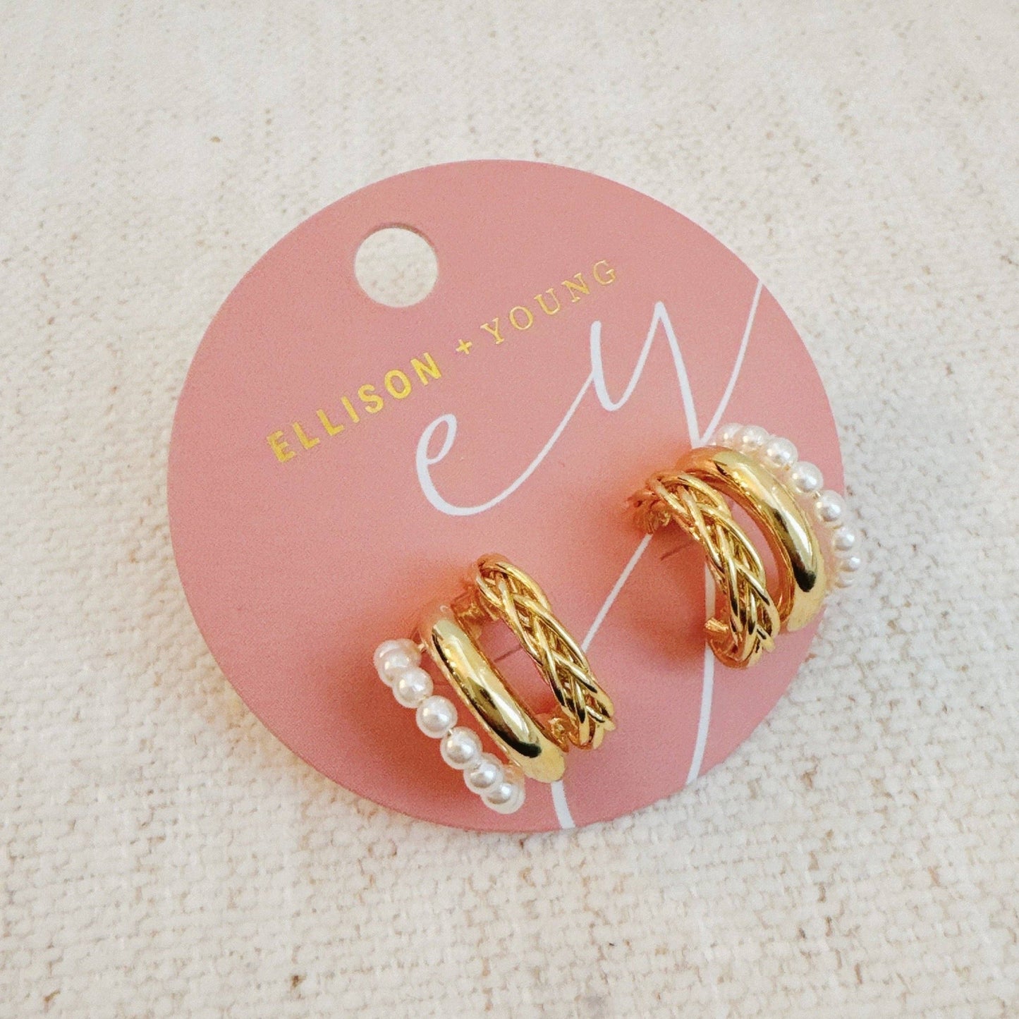 Triple Lovely Pearl Hoop Earrings