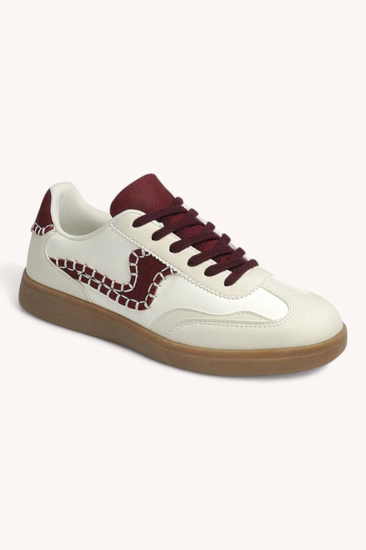 MODERN-13 STITCH DETAIL SWOOSH LACE-UP COURT SNEAKERS: LEOPARD / B18