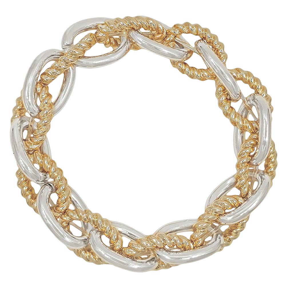 CHUNKY OVAL CHAIN 2 TEXTURED METAL STRETCHED BRACE, MB 1869: GD