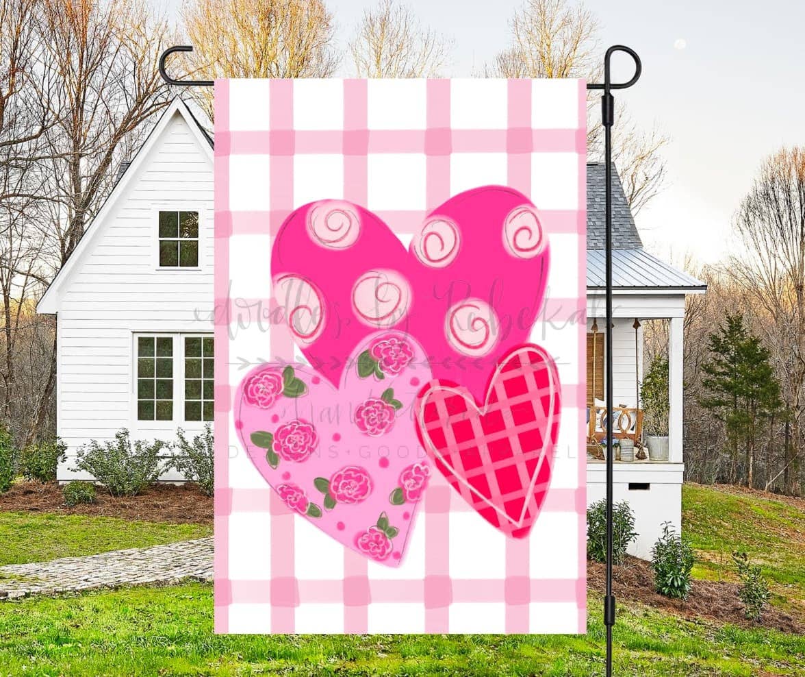 Triple 3 Hearts Garden Flag