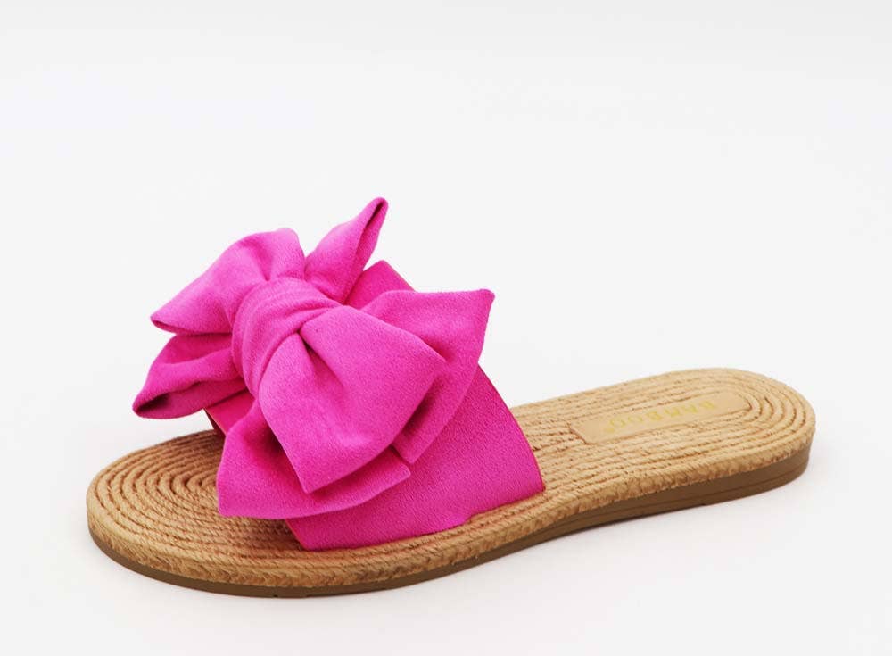 Bamboo ATHENA-24 Women Braided Sole Bow Tie Slipon Sandals: BEIGE LINEN / 18B-6(1)-6.5(1)-7(2)-7.5(3)-8(3)-8.5(3)-9(3)-10(2)