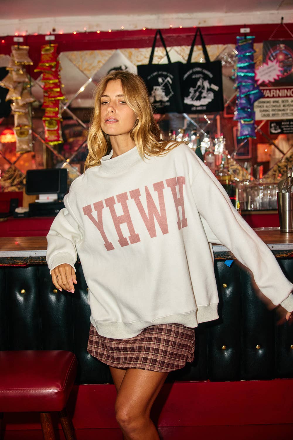 IT2594-YESHUA 'YESHUA & YHWH' Reversible Mockneck Sweatshirt: ASH GREY / S/M-L/XL (3-3)