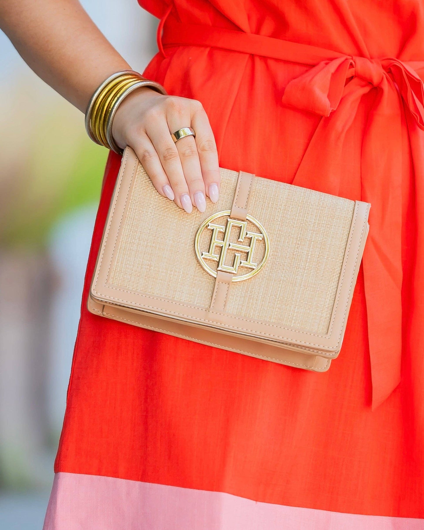 Cecilia Circle Logo Handbag Natural: Default