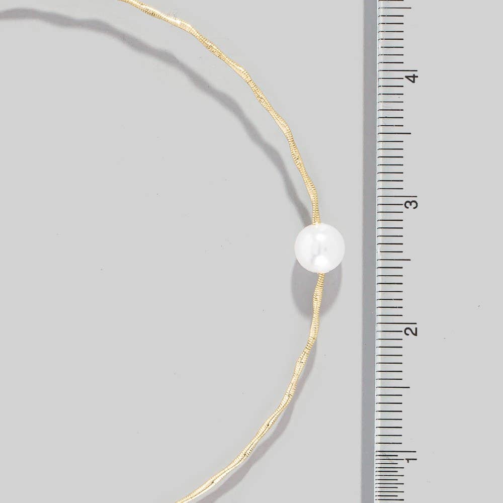 Pearl Bead Twisted Wire Choker Necklace: G