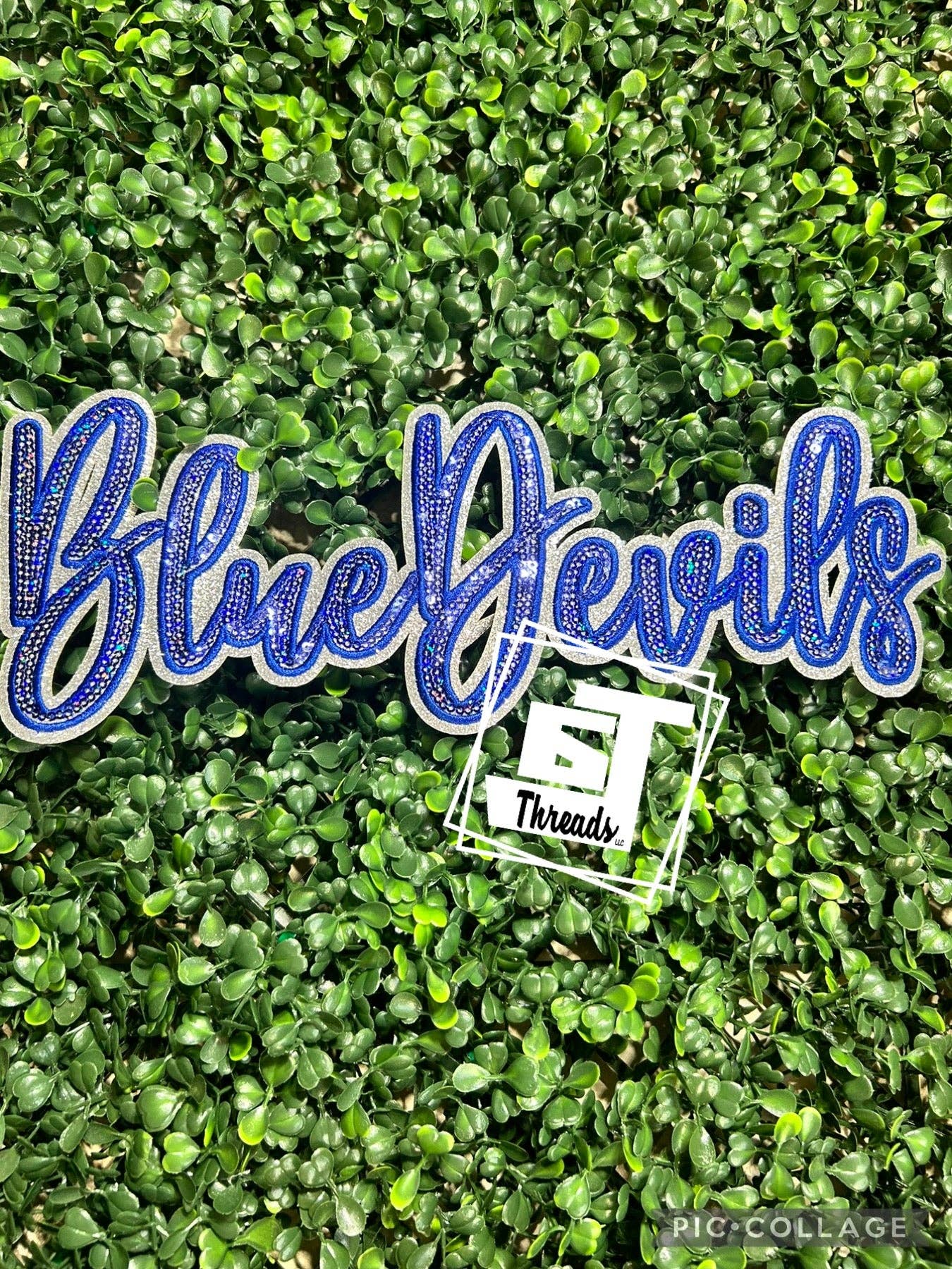 Cursive Sequin Blue Devils....Patches Only: Royal Cursive Sequin Blue Devils