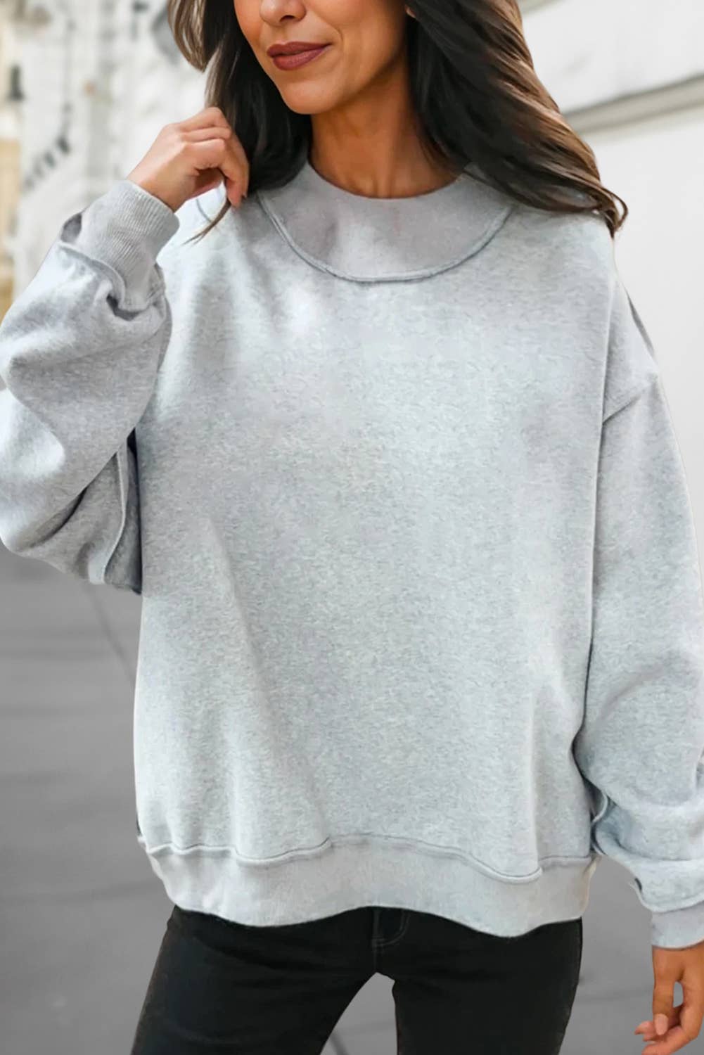 Reversible Oversized Mock Neck Sweatshirt | S-4X: Black / M
