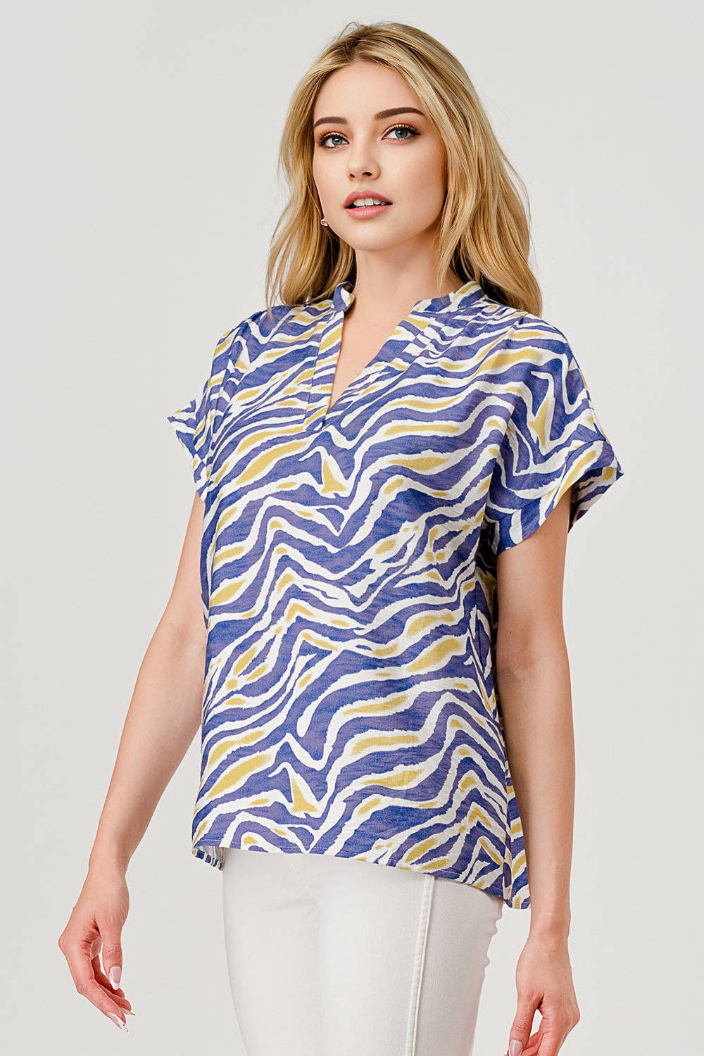 Mbt 9915 Tori Short Sleeve Game Day Top Purple Tiger Print