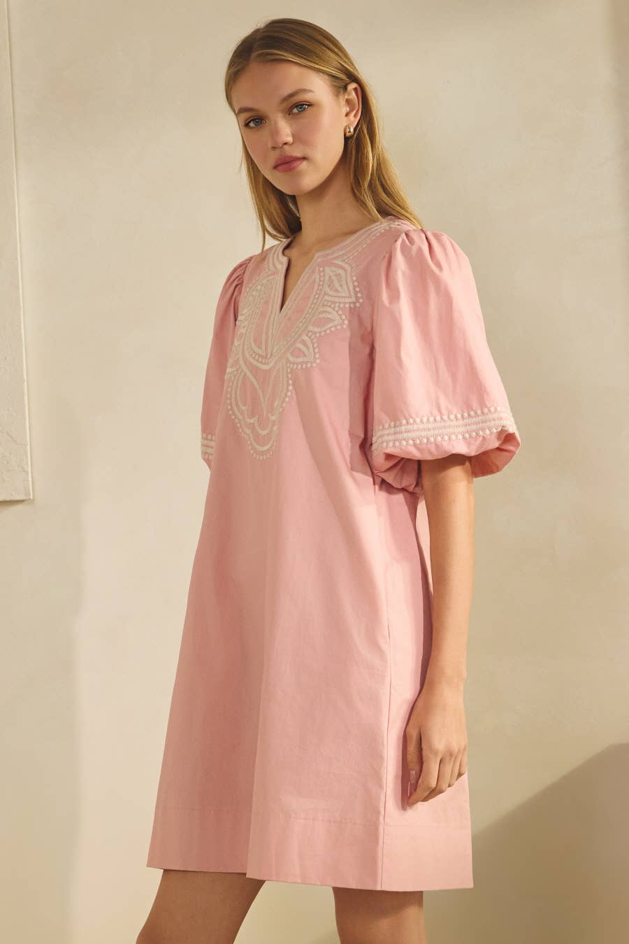 Plus Cotton Poplin Mini Dress: Misty Blue / Plus Size / 3XL