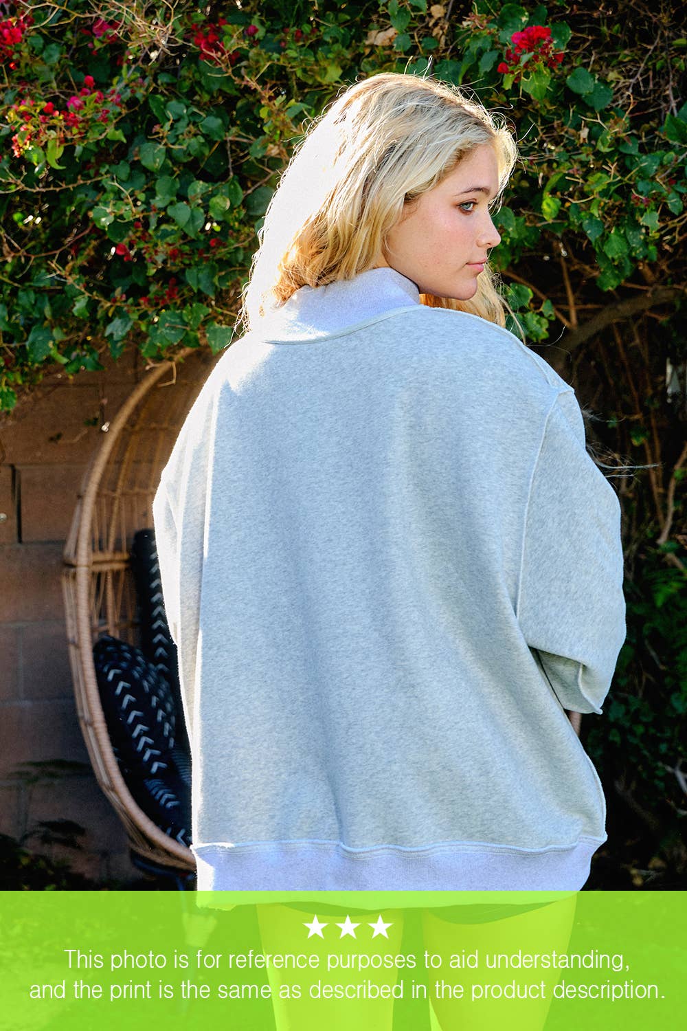 IT2594-GEORGIA 'GEORGIA & GA' Print Reversible Mockneck Swea: Heather grey / S/M-L/XL (3-3)