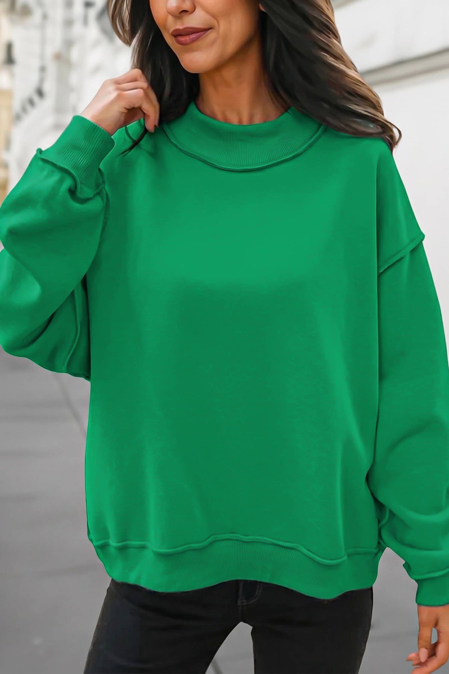 Reversible Oversized Mock Neck Sweatshirt | S-4X: Black / M