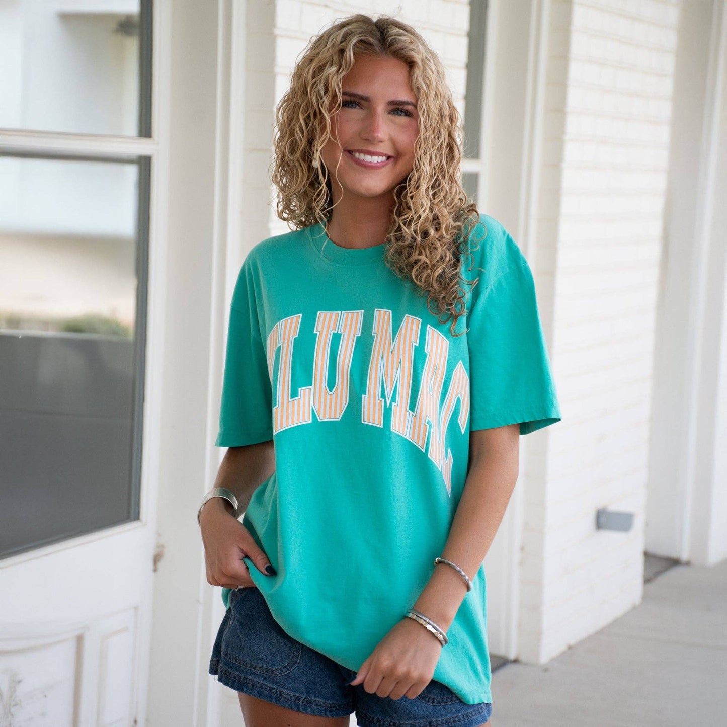 LM-STR-1000 Stripe Adult Cream Sickle Sky/Island Green Comfort Colors Tee: Cream Sickle Sky/Island Green / Small