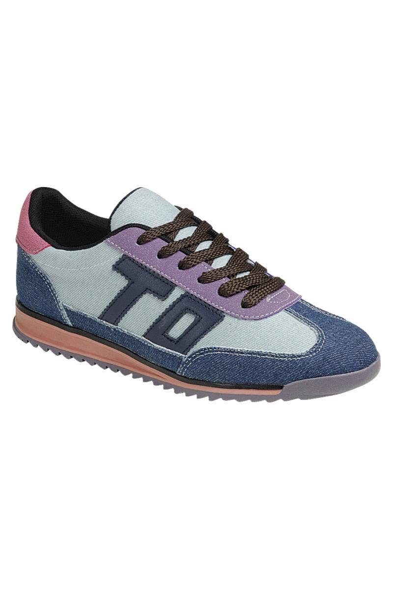 Women Lace up Sneaker Shoes FL-TOTO-51: BLUE WHITE / A18