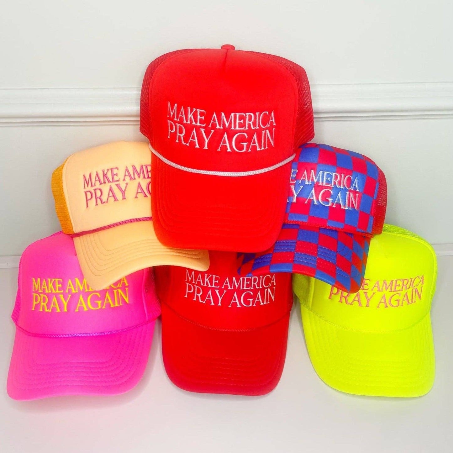 Make America Pray Again Trucker Hat: Bright Pink