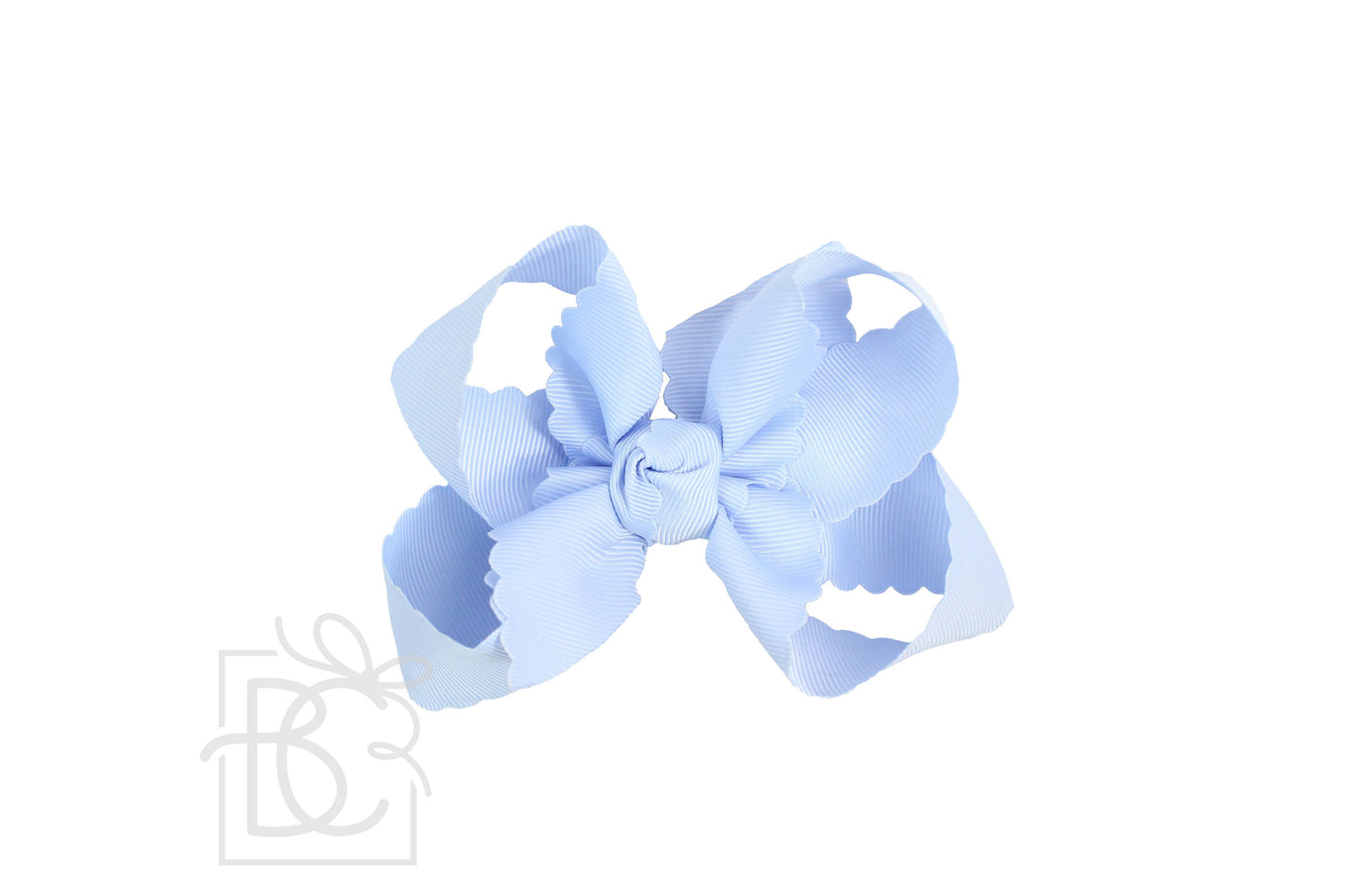 SCALLOPED EDGE BOW: Millennium Blue / 4.5" Large - 1.5" Ribbon on Alligator Clip