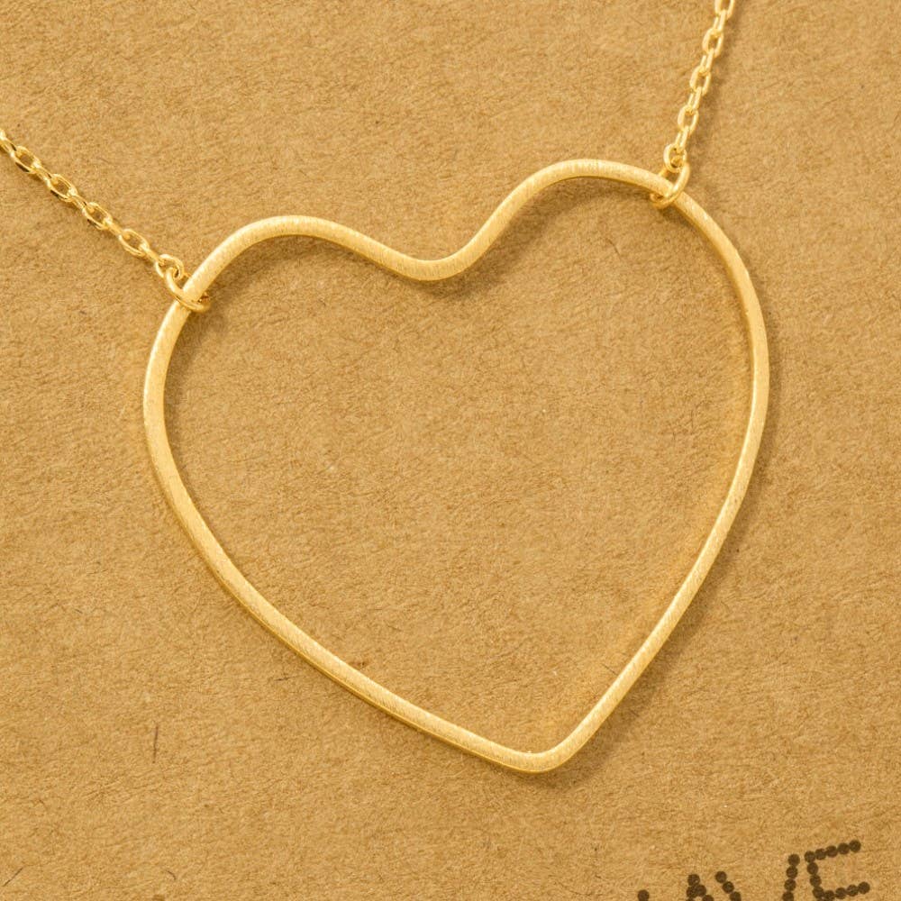 Gold Dipped Heart Cutout Pendant Necklace: G