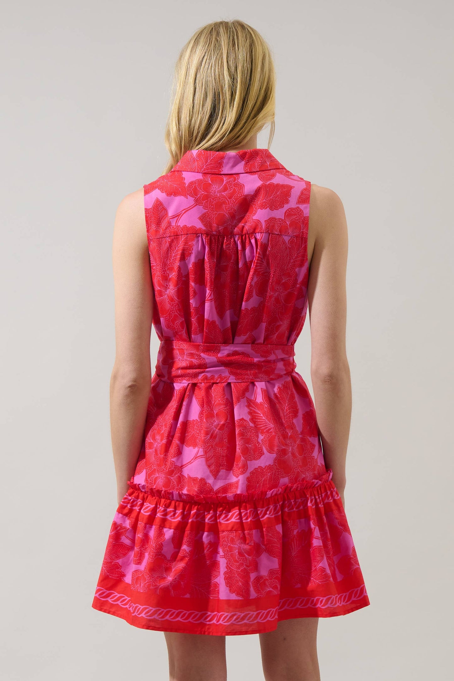 Rency Floral Zady Sleeveless Mini Dress: WHT-BLU / S