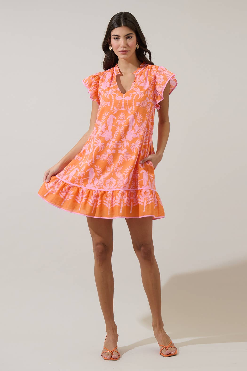 Davina Floral Ebba Shift Mini Dress: COBALT-WHT / S