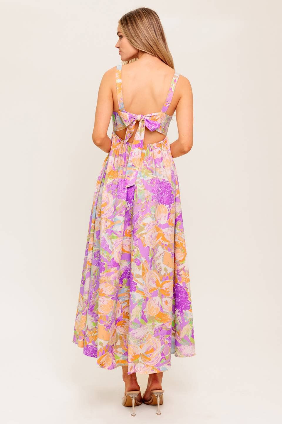 A printed woven midi dress - ID22419: Pink / Contemporary / M