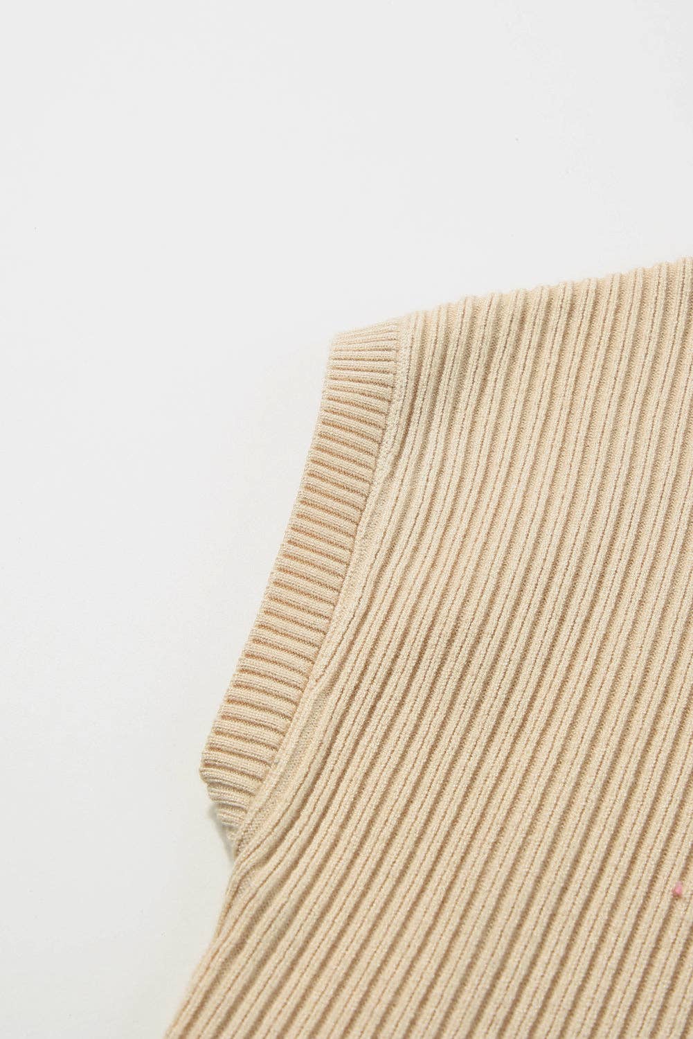 Oatmeal Patch Pocket Ribbed Knit Short Sleeve Sweater: Oatmeal / 50%Viscose+28%Polyester+22%Polyamide / M