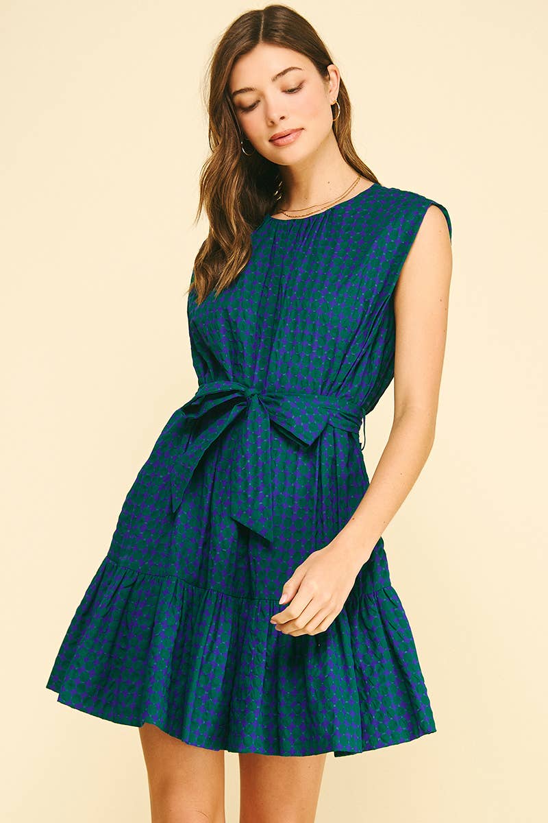 MULTI-COLOR POLKA DOT TIERED MINI DRESS - 6867DA: Pink / L