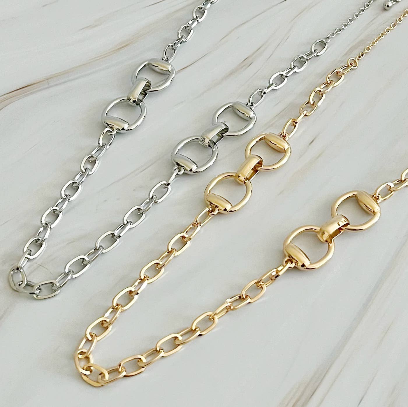 Double Equestrian Chain Necklace: Gold