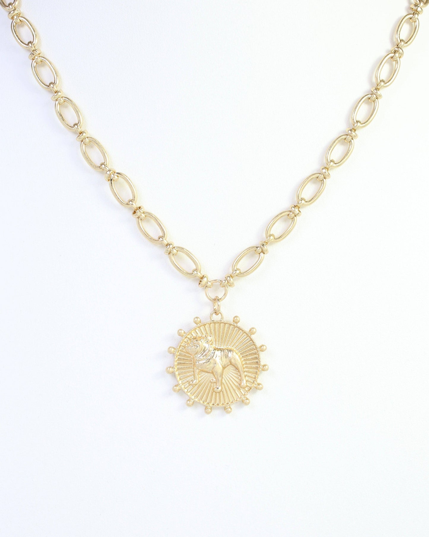 Carmen Coin Necklace Standing Dog Worn Gold: Default