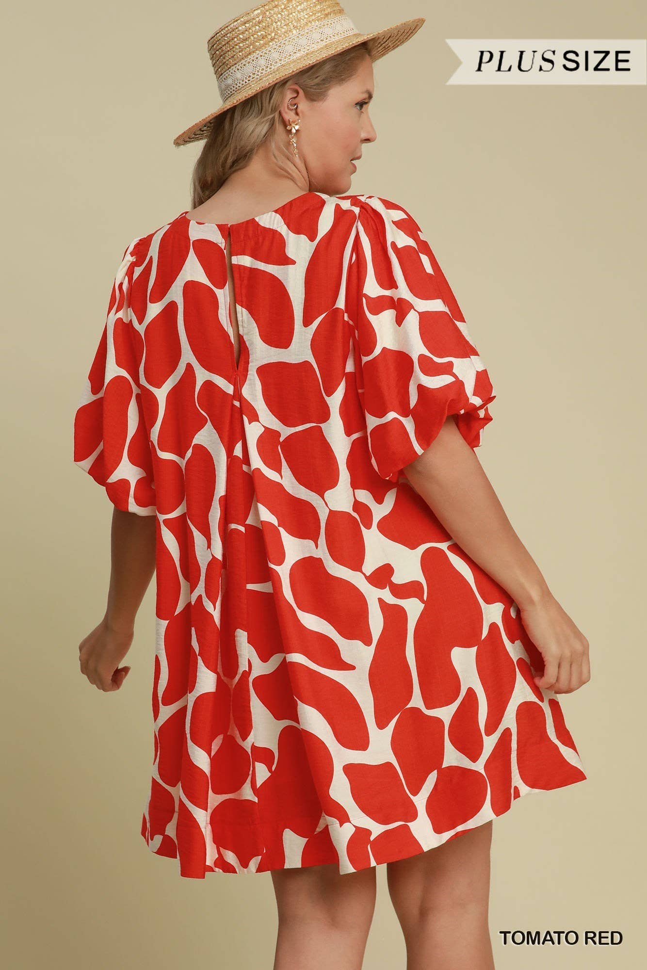 Plus Two Tone Abstract Print Dress: BLACK / 1-1-1 (XL-1XL-2XL)
