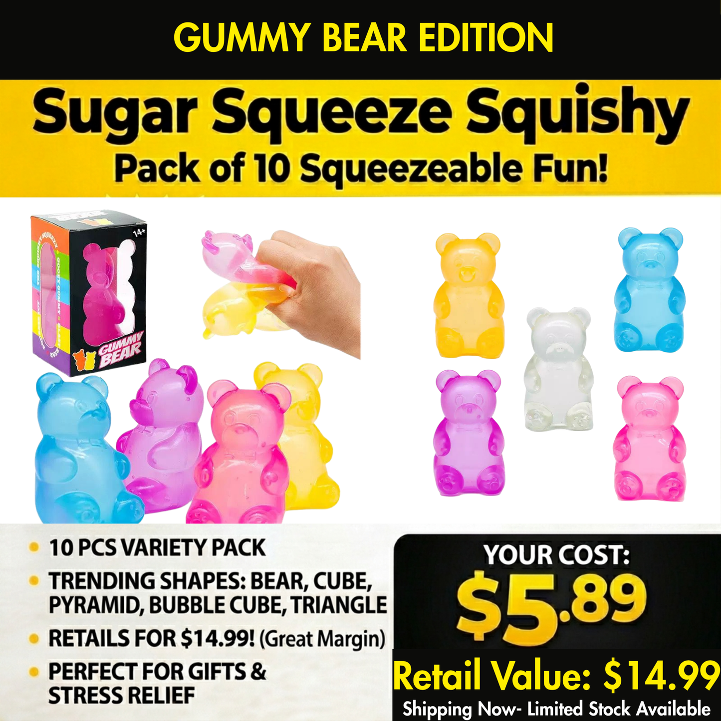 Sugar Squeeze Squishy – Gummy Bear Stress Toy