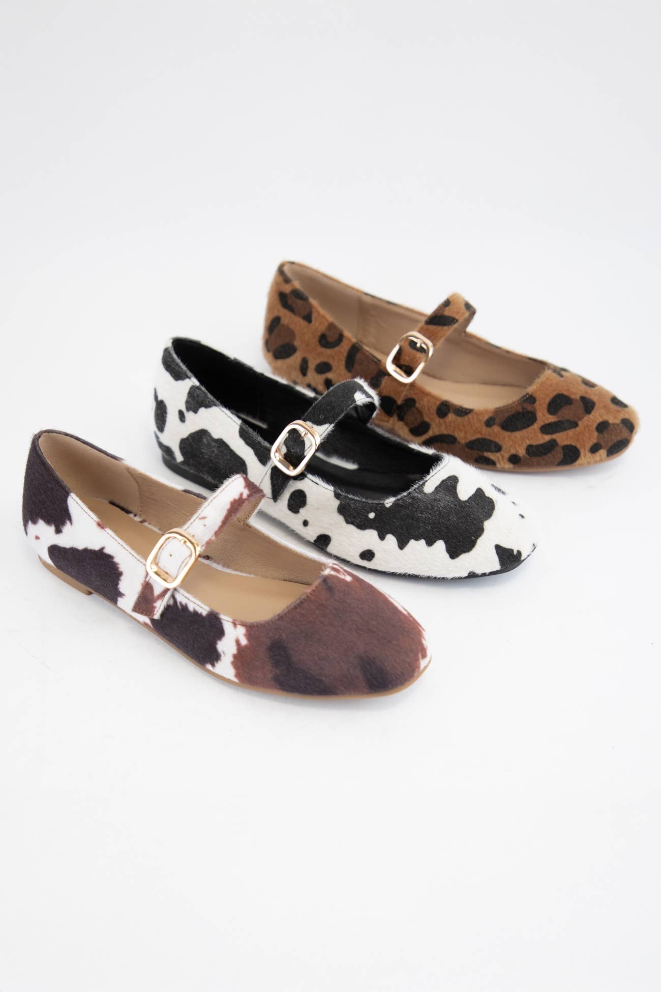MELI-3 ANIMAL PRINT SHORT HAIR FURRY UPPER FALL FLATS: LEOPARD / C12