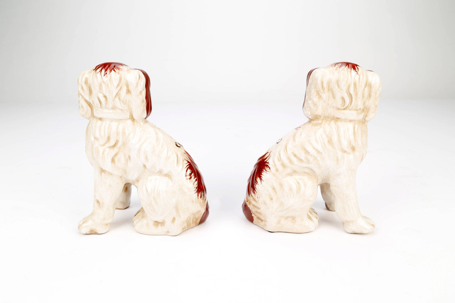 Staffordshire Dog Pair, Brown and White with Brown Finish