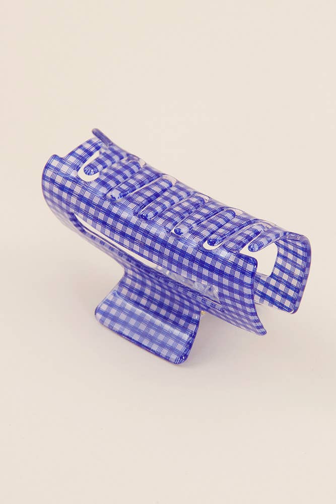 Gingham Hair Claw Clip: Purple