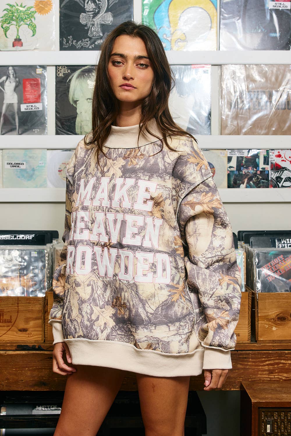 IT2594E-HEAVEN | Camo Appliqué Embroidery  Sweatshirt: CAMO / S/M-L/XL (3-3)