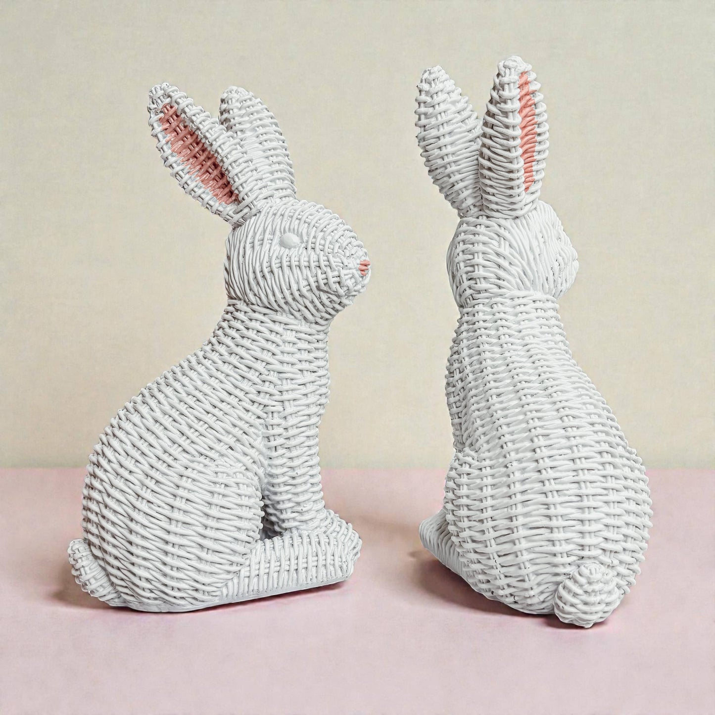 Rabbit Statue Wicker Weave Bunnies, Easter Bunny Home Decor: Brown