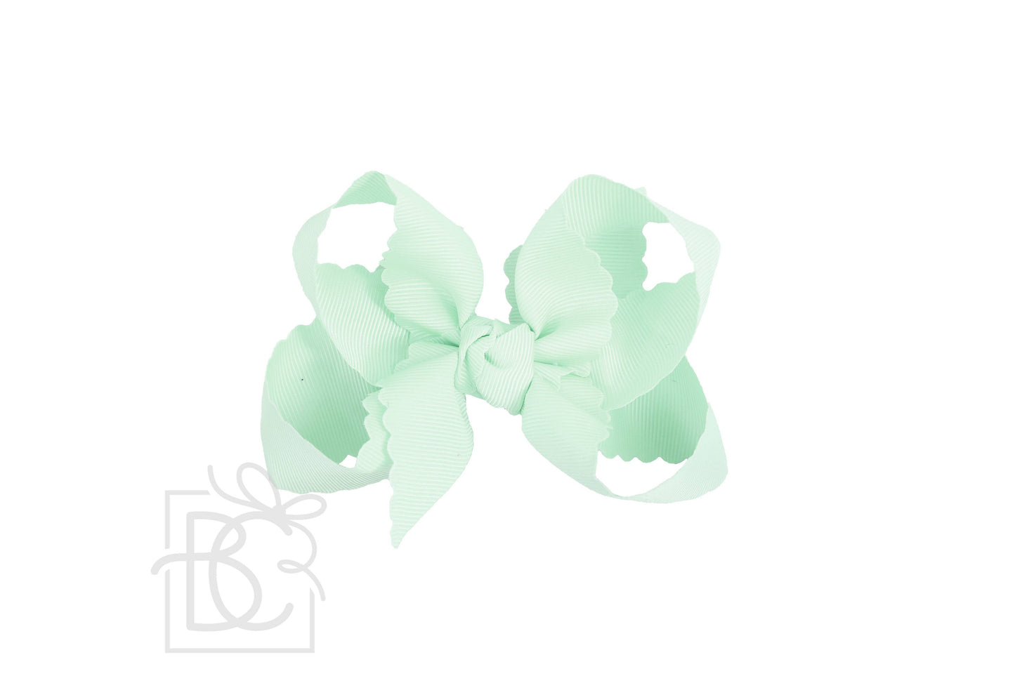 SCALLOPED EDGE BOW: White / 4.5" Large - 1.5" Ribbon on Alligator Clip