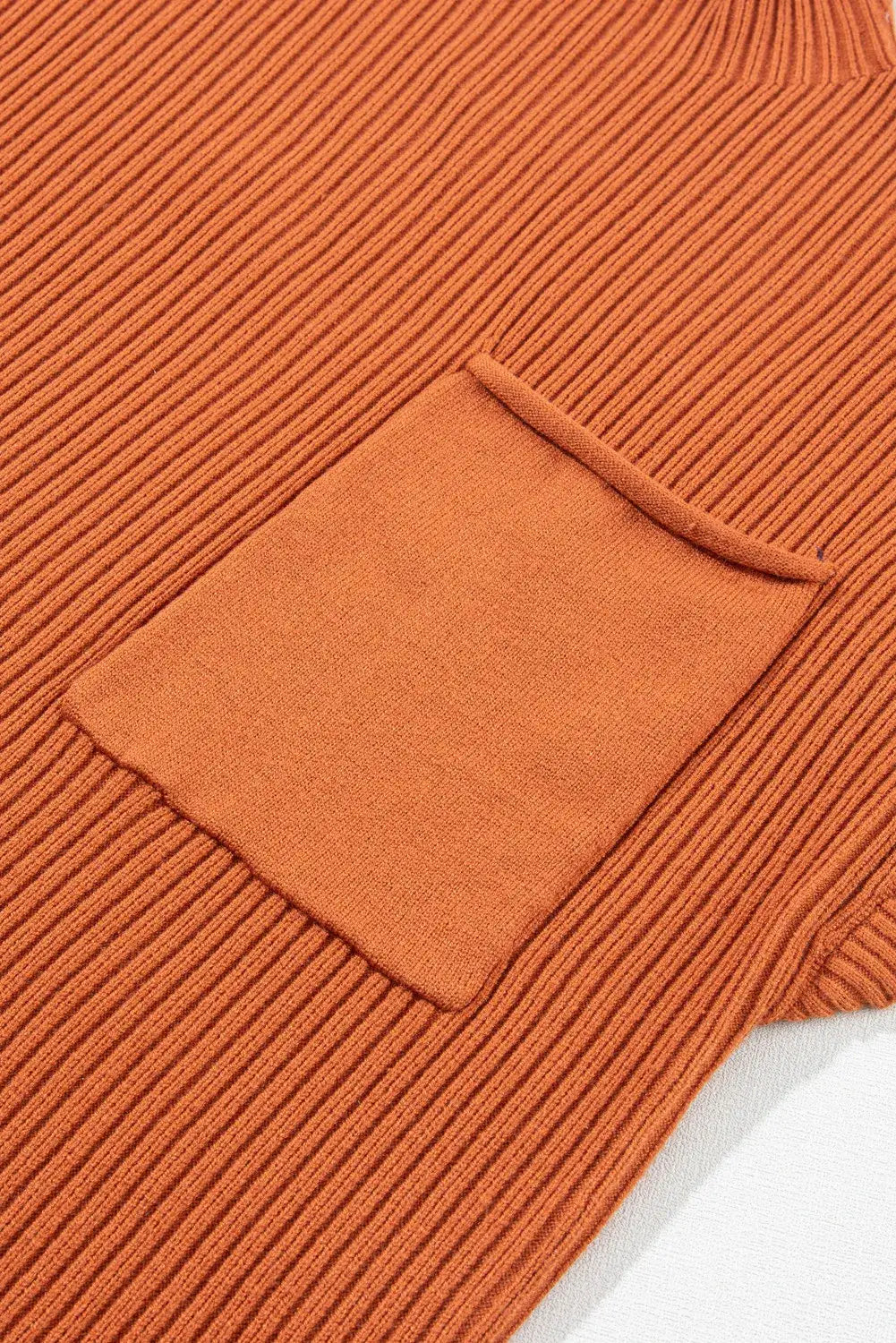 Oatmeal Patch Pocket Ribbed Knit Short Sleeve Sweater: Oatmeal / 50%Viscose+28%Polyester+22%Polyamide / M