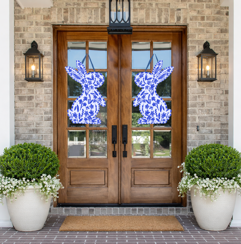 Chinoiserie Bunny Door Hanger- For Double Doors!: Single Door (Bunny Facing to the Right Only)