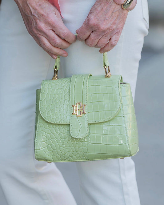 Tucker Handbag Lime Patent EC: Default