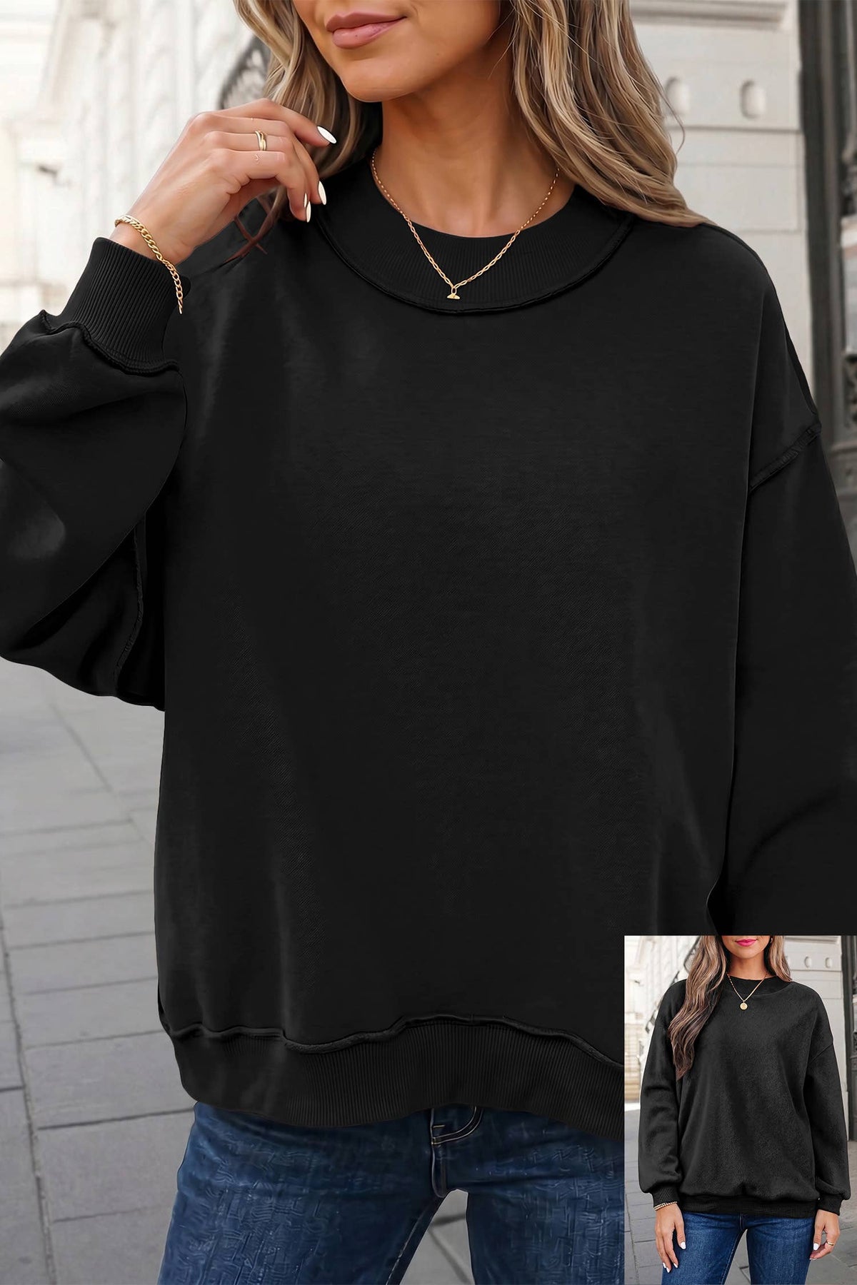 Reversible Oversized Mock Neck Sweatshirt | S-4X: Green / M